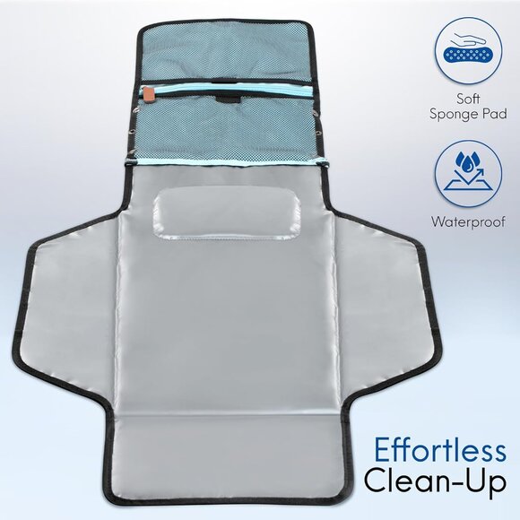 KITZEE Portable Changing Pad with Large Storage for Baby - Light Blue - Picture 9 of 11